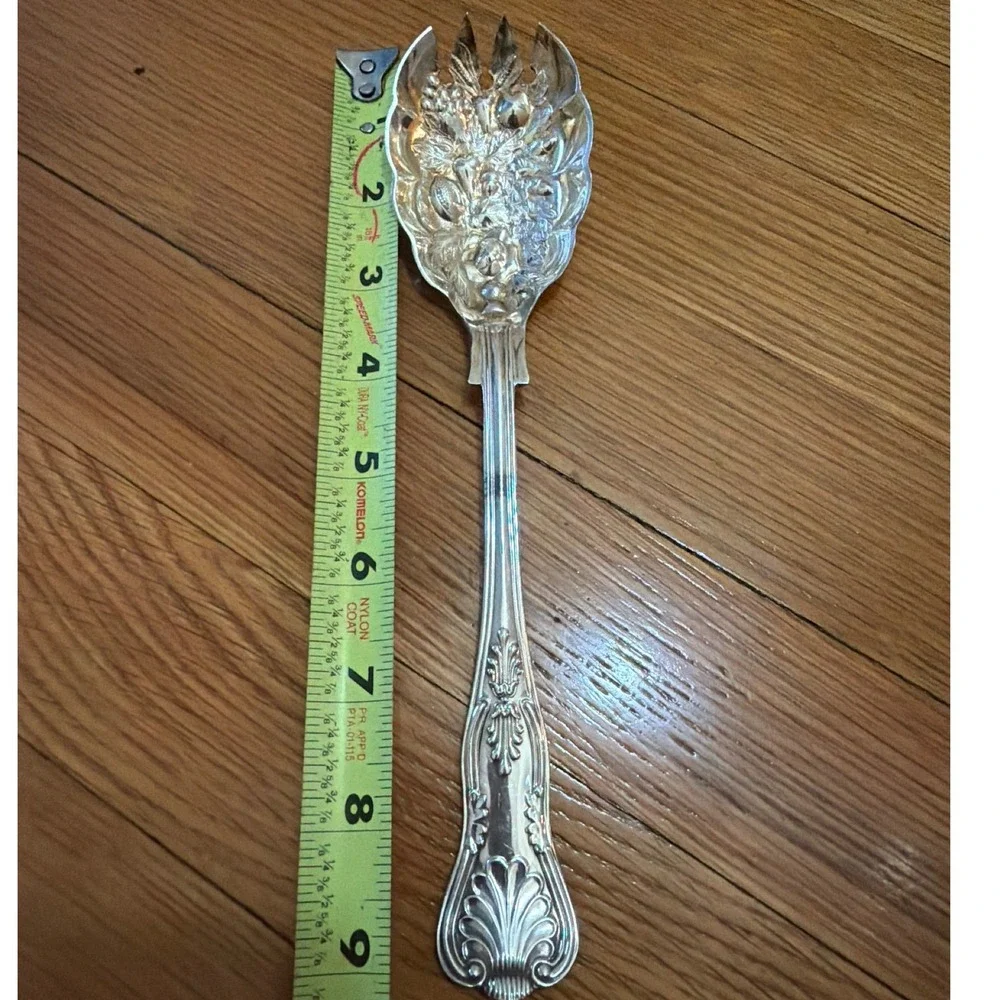 Vintage WA Sheffield England Silverplate Pierced Berry Fruit Serving Spoon 9